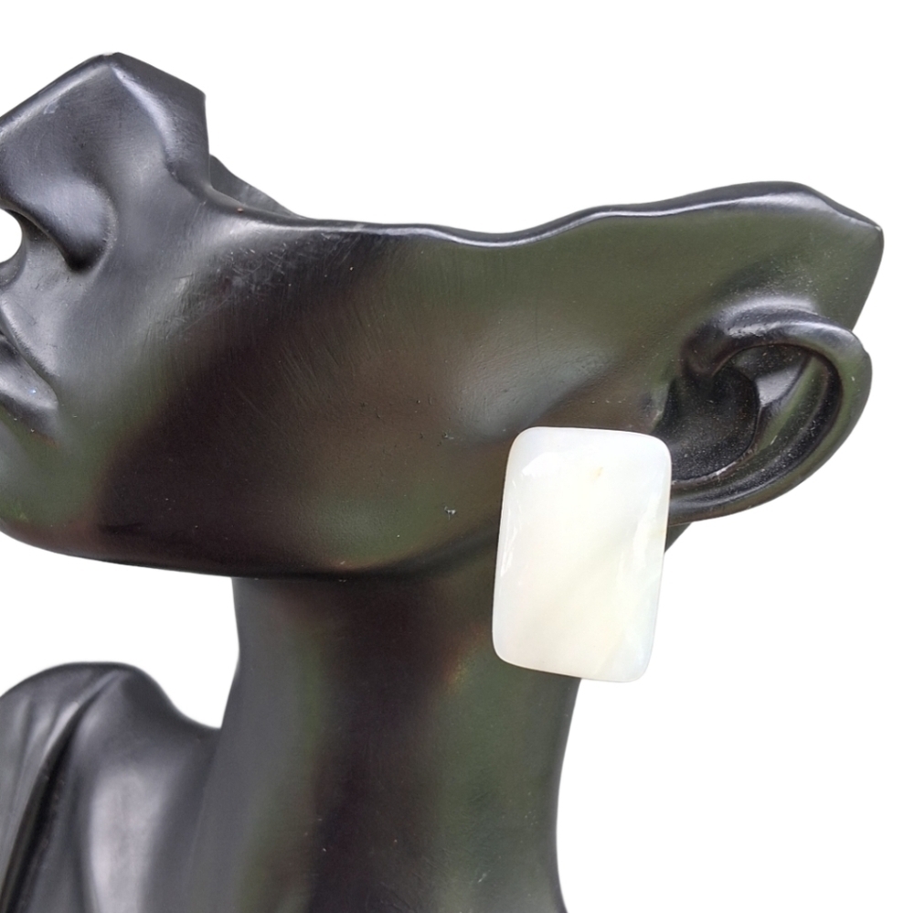 VINTAGE POLISHED & SHAPED MOTHER OF PEARL STATEMENT EARRINGS